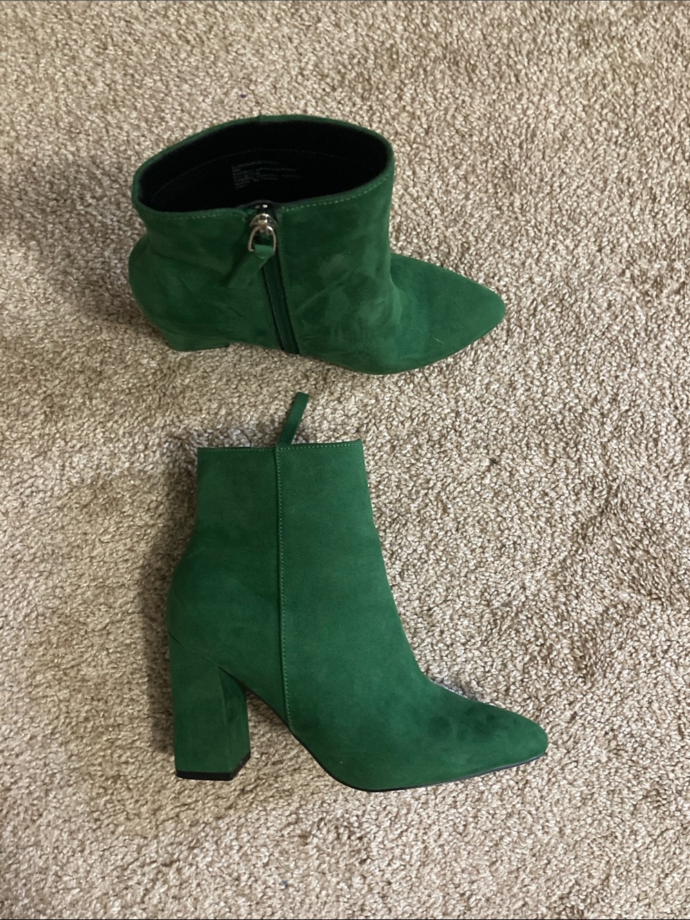 Madden Girl Green Suede Block Heel Ankle Boots